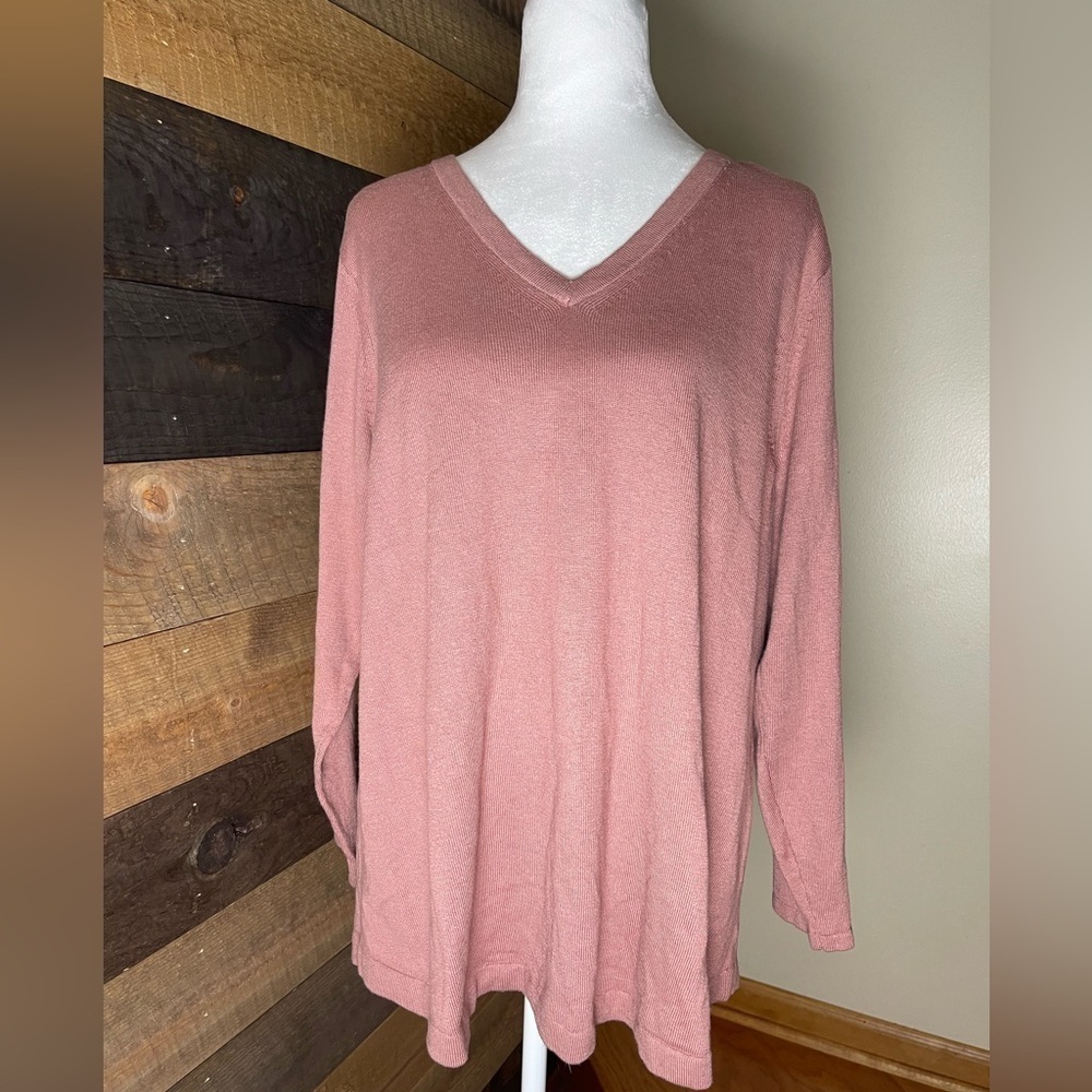J. Jill V-Neck Lightweight Chai Latte Sweater Size XL Petite New!